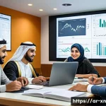 Home 19 선택 기준 명확화를 위한 교육 프로그램 - A professional Middle Eastern office setting with a diverse team of Arabic-speaking men and women en...