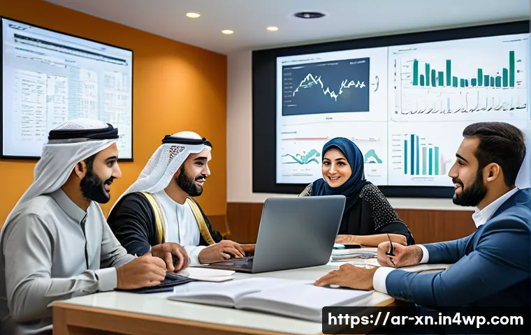 선택 기준 명확화를 위한 교육 프로그램 - A professional Middle Eastern office setting with a diverse team of Arabic-speaking men and women en...