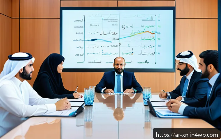 선택 기준 명확화의 비즈니스 가치 - A professional Middle Eastern business meeting scene focused on project prioritization and decision-...